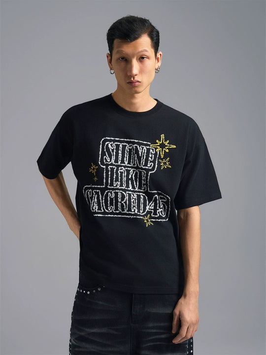 S45 Rhinestone Flash Style Slogan Tee | Face 3 Face