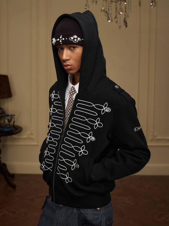 YADcrew Napoleonic Style Epaulette Zip Up Hoodie | Face 3 Face