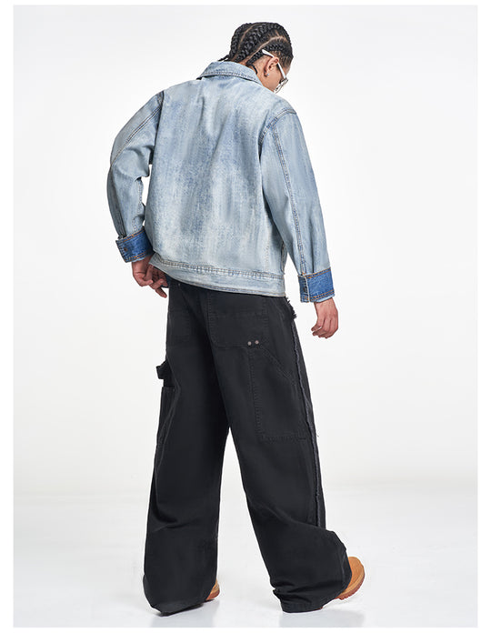 F3F Select Multi Pocket Washed Work Denim Jacket | Face 3 Face