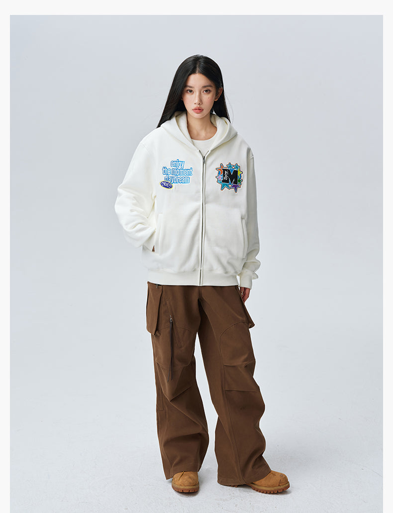 MEDM Blooming Star Embroidered Zip-Up Hoodie | Face 3 Face