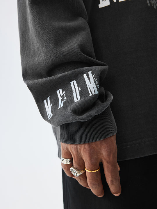 MEDM Flame Bones Graphic Washed Long Sleeve Tee | Face 3 Face