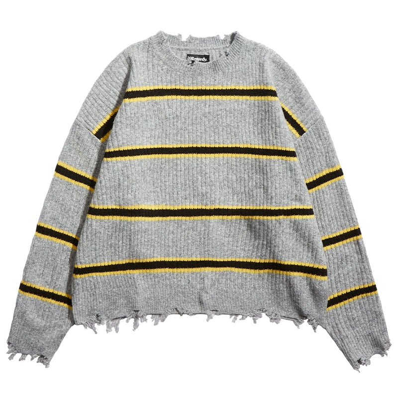 Remedy Striped Distressed Knit Sweater | Face 3 Face