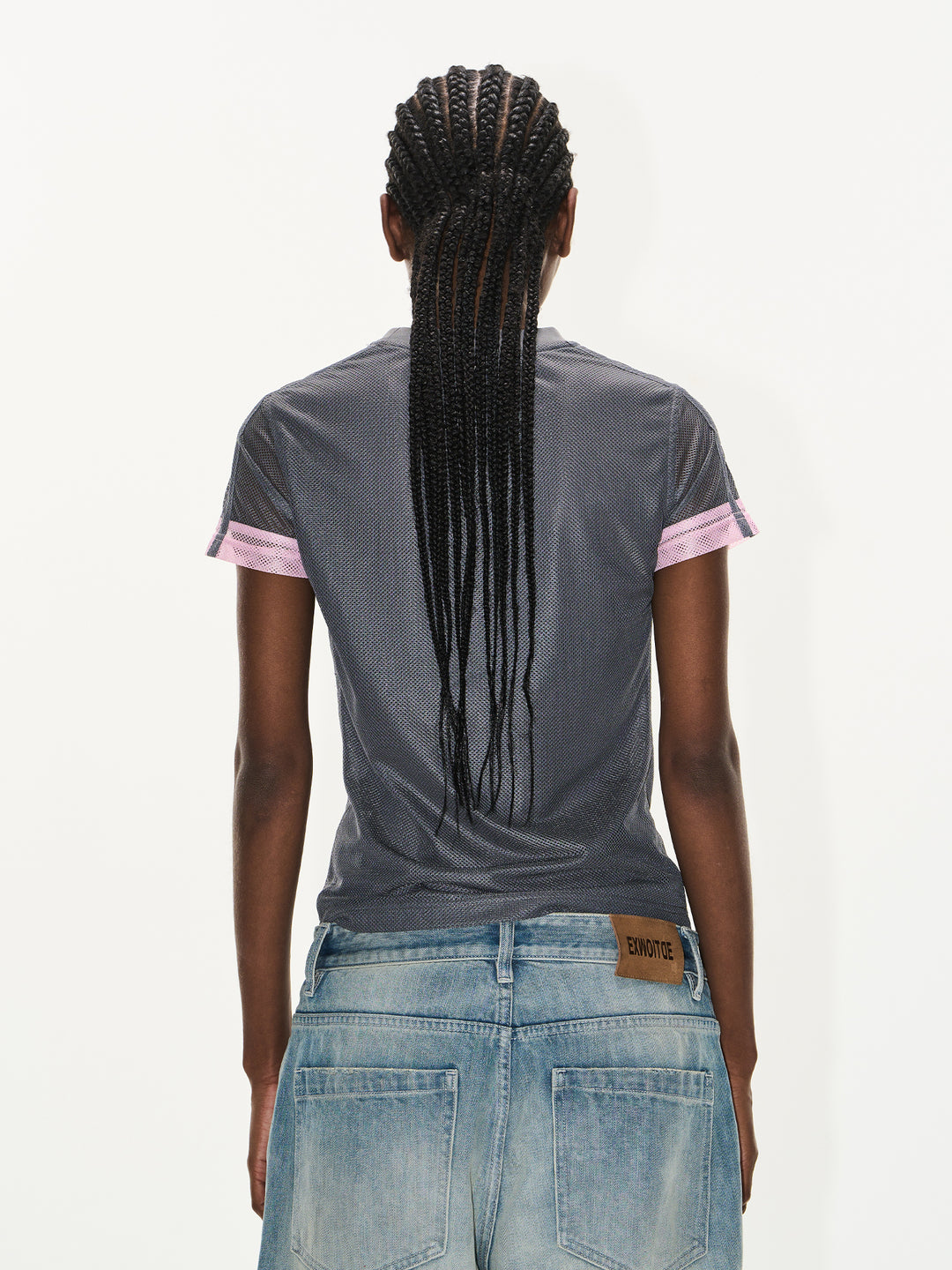 BLIND NO PLAN Contrast-Color Mesh Sports Slim-Fit Tee | Face 3 Face