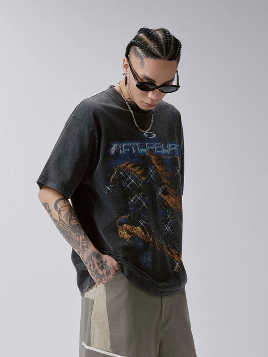 F2CE Galactic Flame Pegasus Vintage Heavy Wash Short Sleeve Tee | Face 3 Face