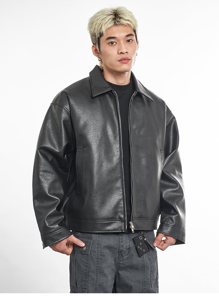 F3F Select Basic PU Leather Motorcycle Jacket | Face 3 Face