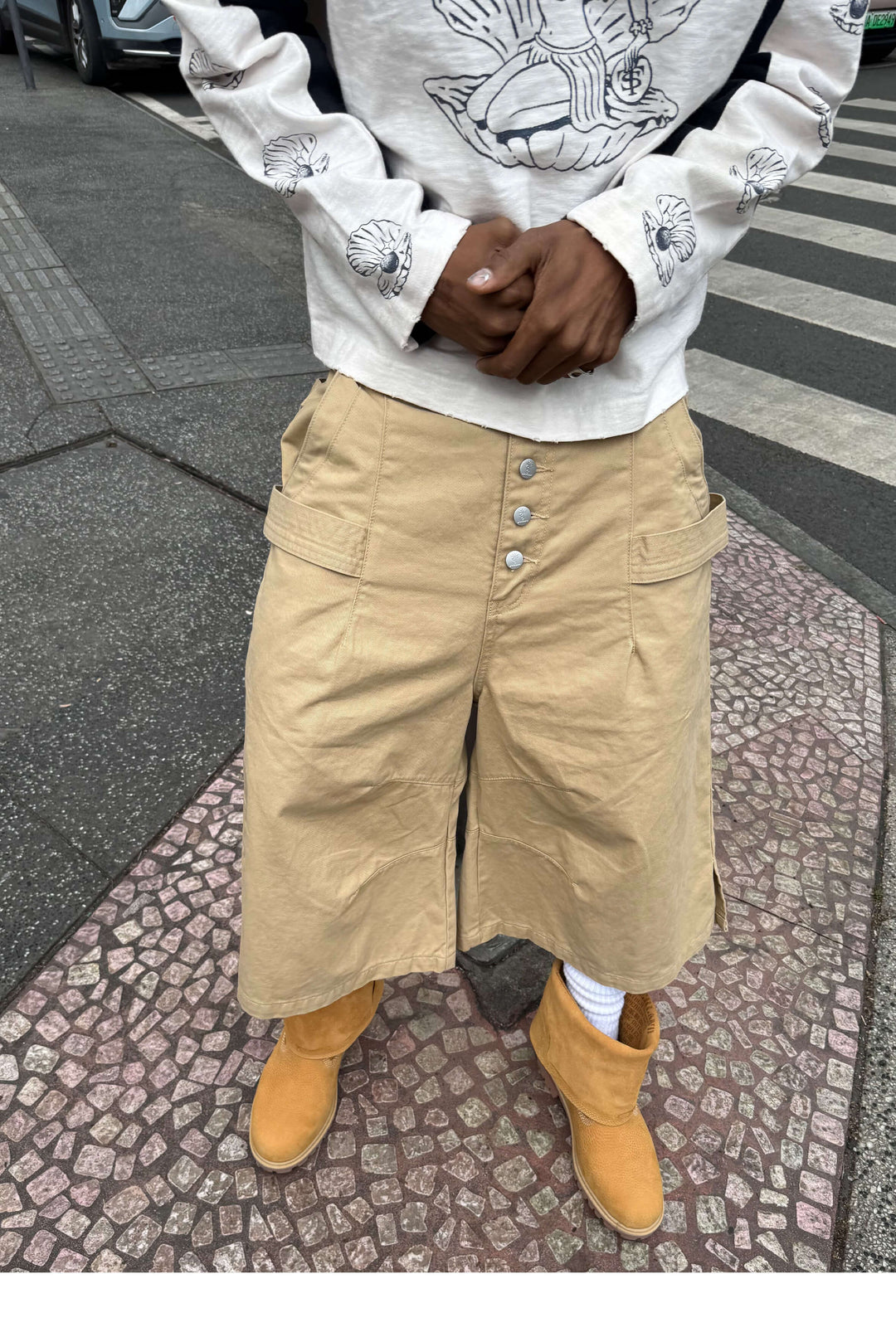 STEEPC Double Hammer Loop Button Fly Baggy Shorts | Face 3 Face
