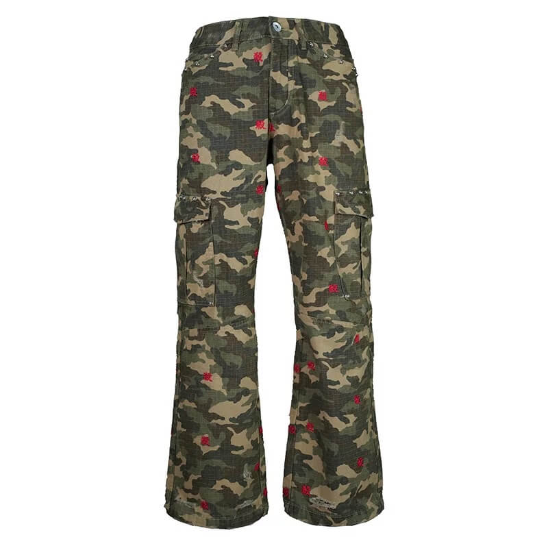 TGFCLUB Kill Fully Embroidered Studded Camouflage Cargo Pants | Face 3 Face