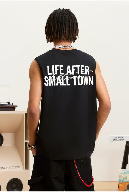Small Town Kid Logo Print Sleeveless Tee | Face 3 Face