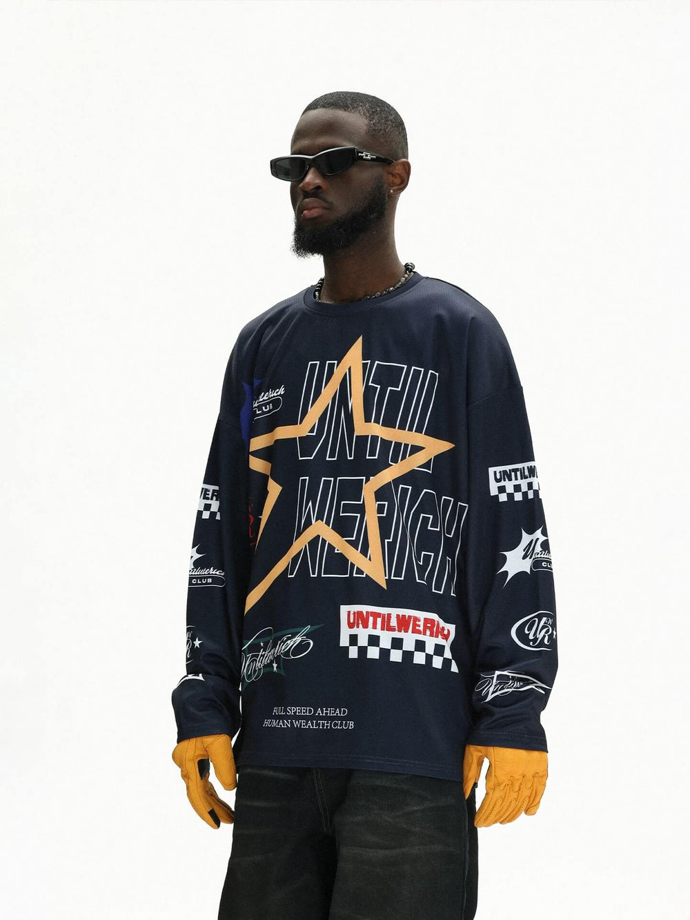 UNTILWERICH Star Print Long Sleeve Mesh Hockey Jersey | Face 3 Face
