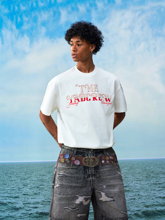 YADcrew Checkerboard Patchwork Pearl Logo Tee | Face 3 Face