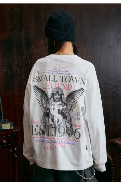 Small Town Kid Angel Foam Print Long Sleeved Tee | Face 3 Face