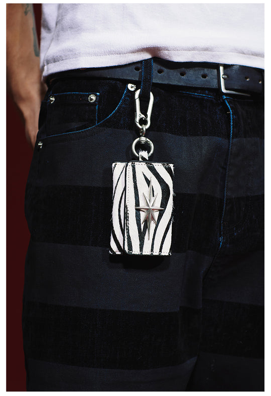 Remedy Metal Studded Keychain Coin Card Leather Wallet | Face 3 Face