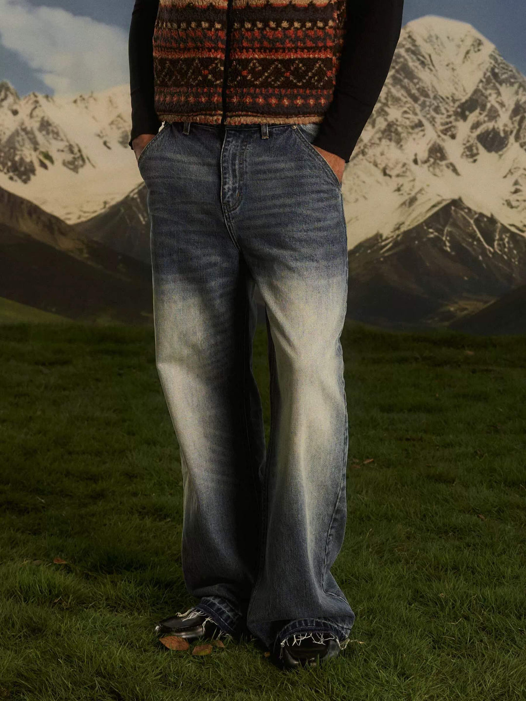 S45 Ethnic Trim Back Pocket Washed Jeans | Face 3 Face