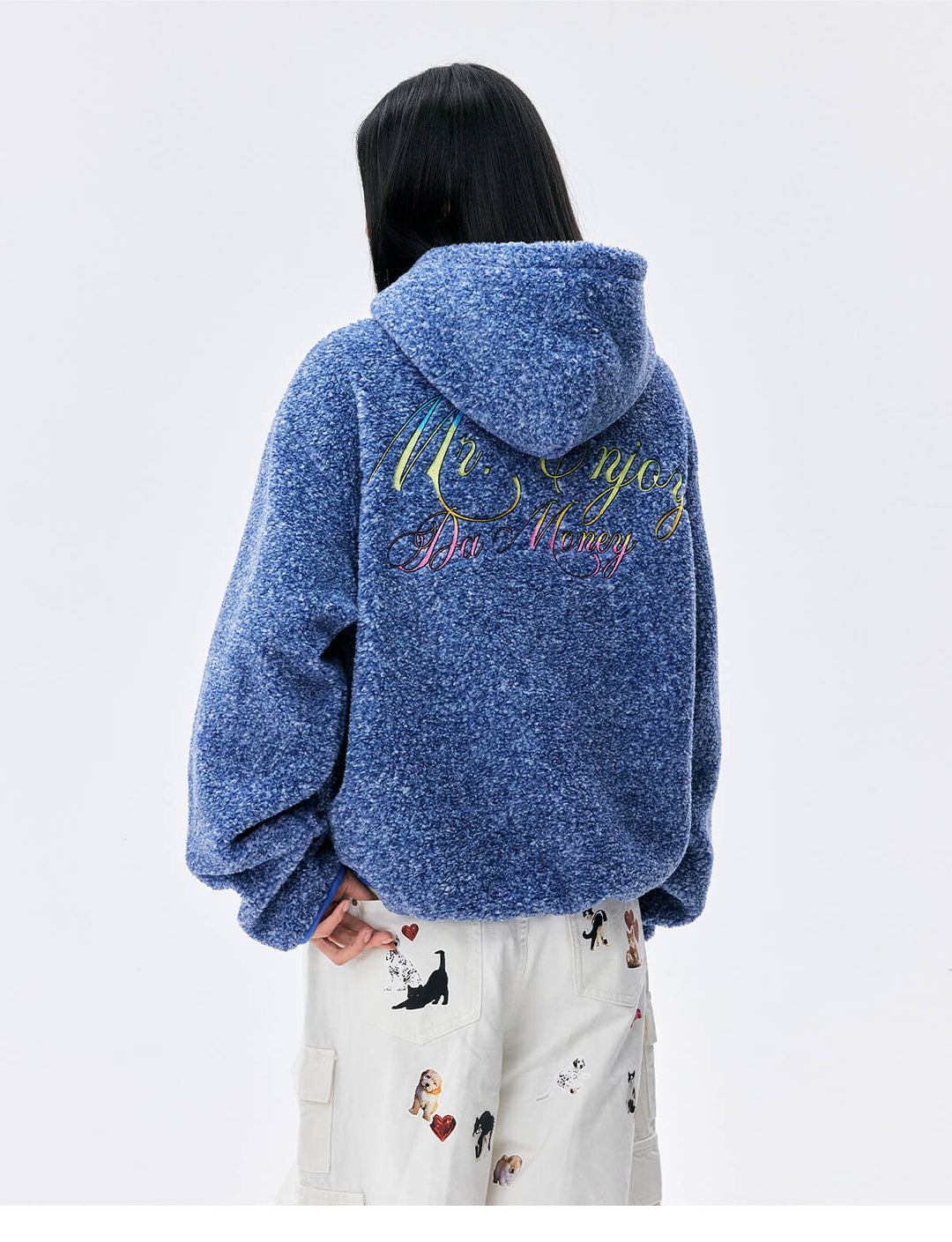 MEDM Gradient Embroidery Sherpa Fleece Hoodie | Face 3 Face