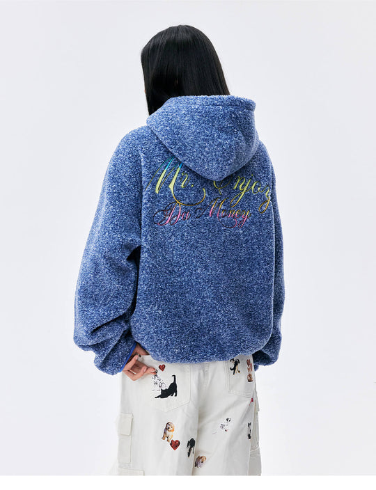 MEDM Gradient Embroidery Sherpa Fleece Hoodie | Face 3 Face