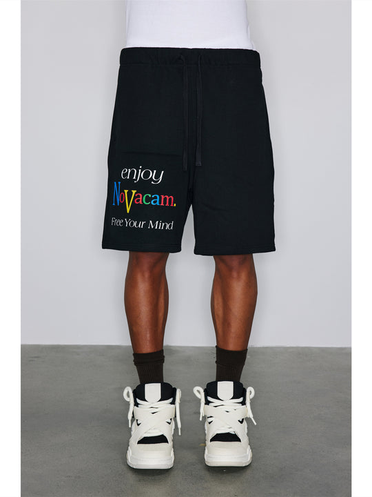 NOVACAM Letter Logo Printed Sweat Shorts | Face 3 Face