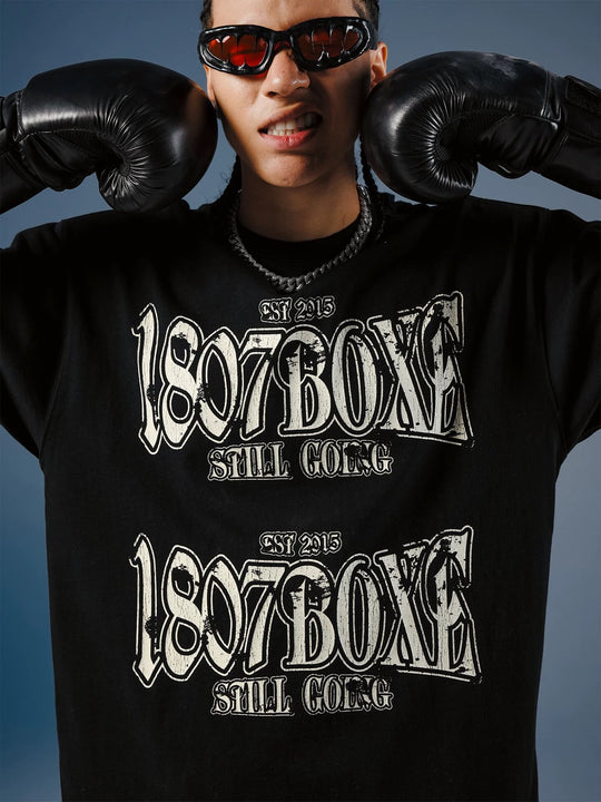 1807 BOXE Vintage Print Distressed Short Sleeve Tee | Face 3 Face
