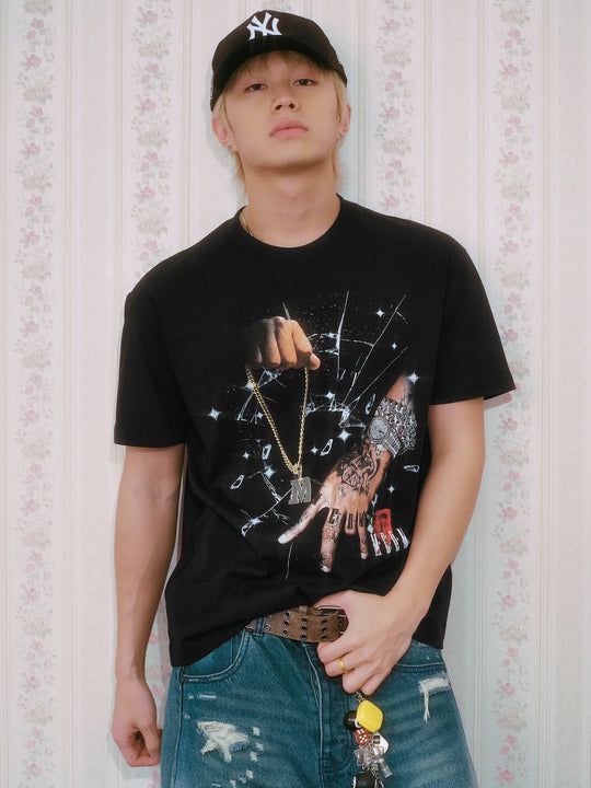 MEDM Jewelry Graphic Print Short Sleeve Tee | Face 3 Face