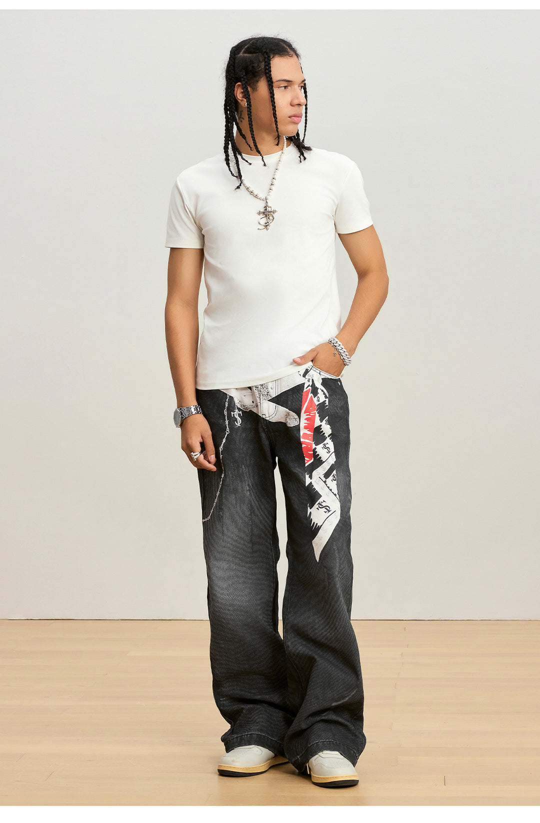 Small Town Kid Scarf Belt Chain 3D Printed Jeans | Face 3 Face