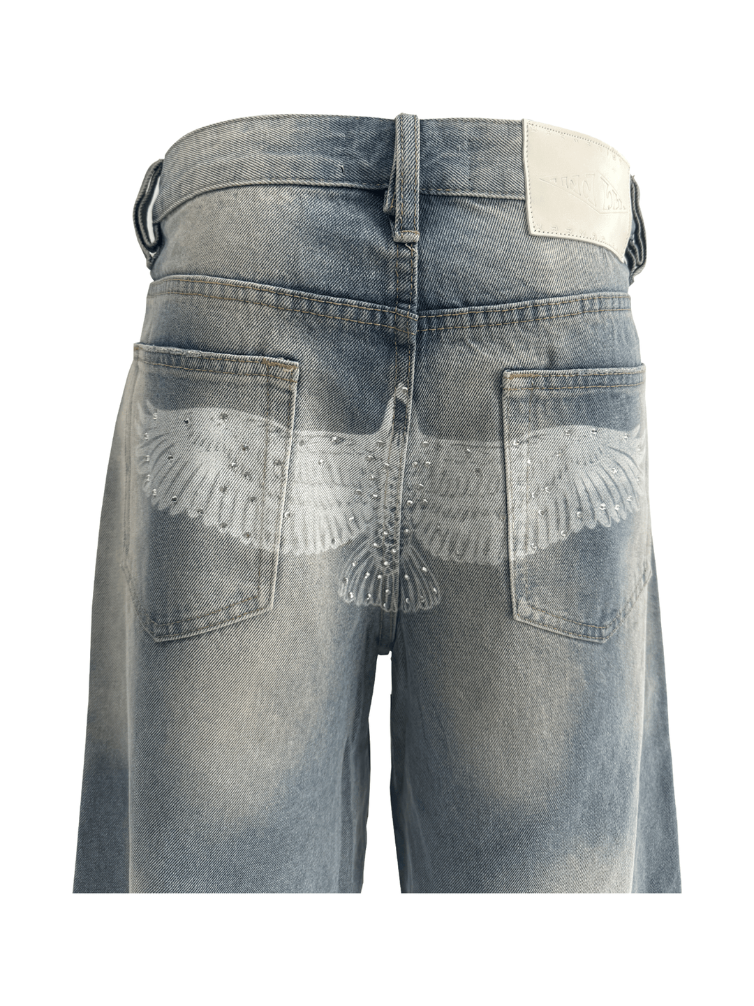 KARMANISTIC Eagle Print Washed Denim Jorts | Face 3 Face