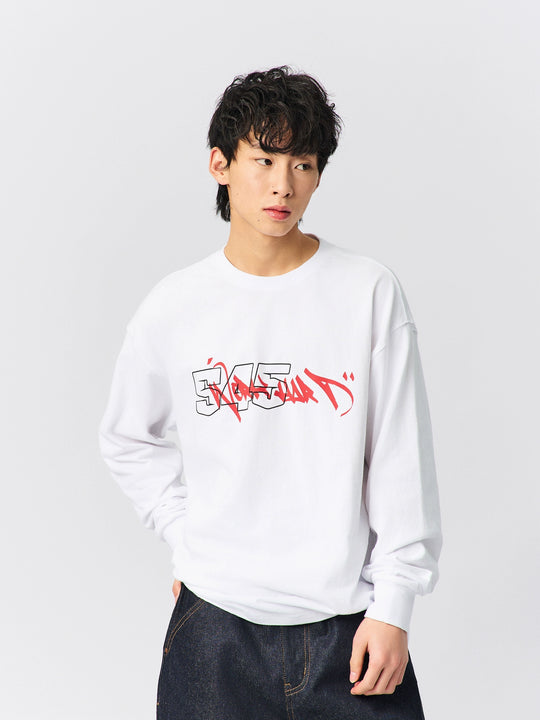 S45 Graffiti Font Typography Long-Sleeve Tee | Face 3 Face