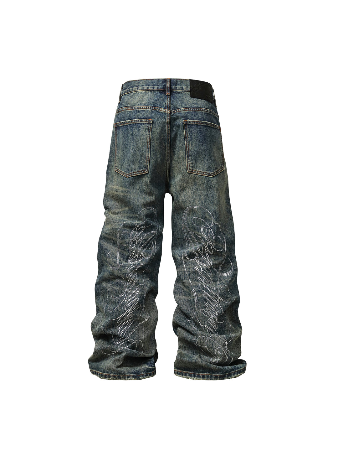 KARMANISTIC Washed Distressed Rhinestone Baggy Jeans | Face 3 Face