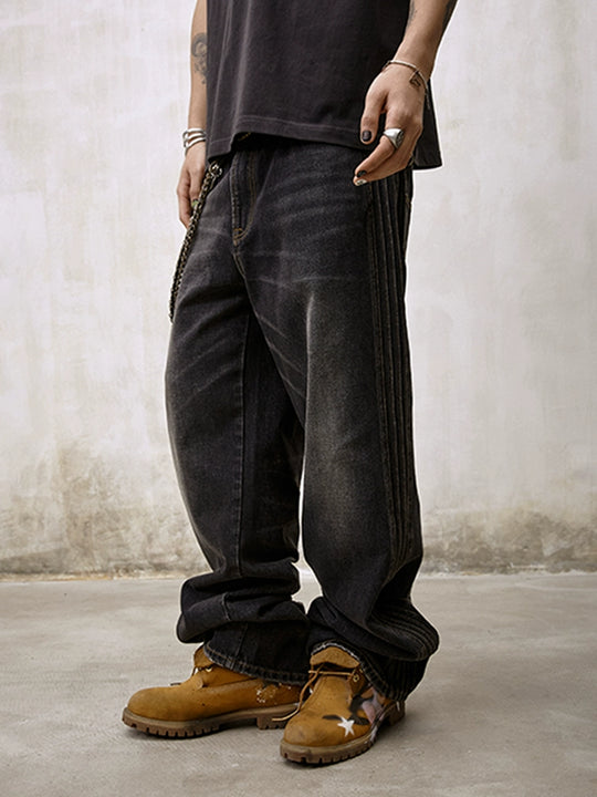 Remedy Double Layer Back Pocket Side Stitch Washed Jeans | Face 3 Face