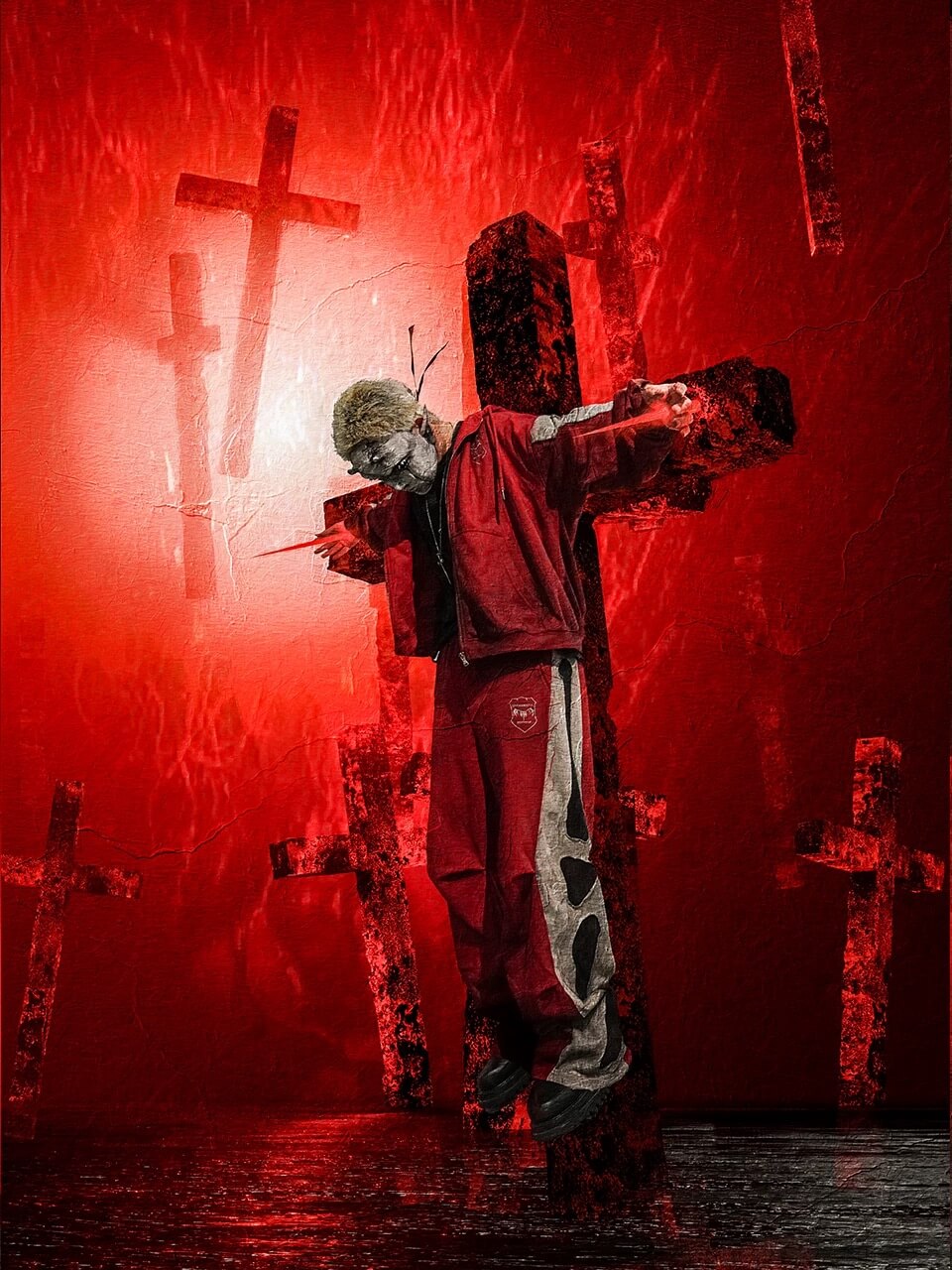 UNDERWATER Skeleton Patchwork Dirty Dye Sweatpants | Face 3 Face