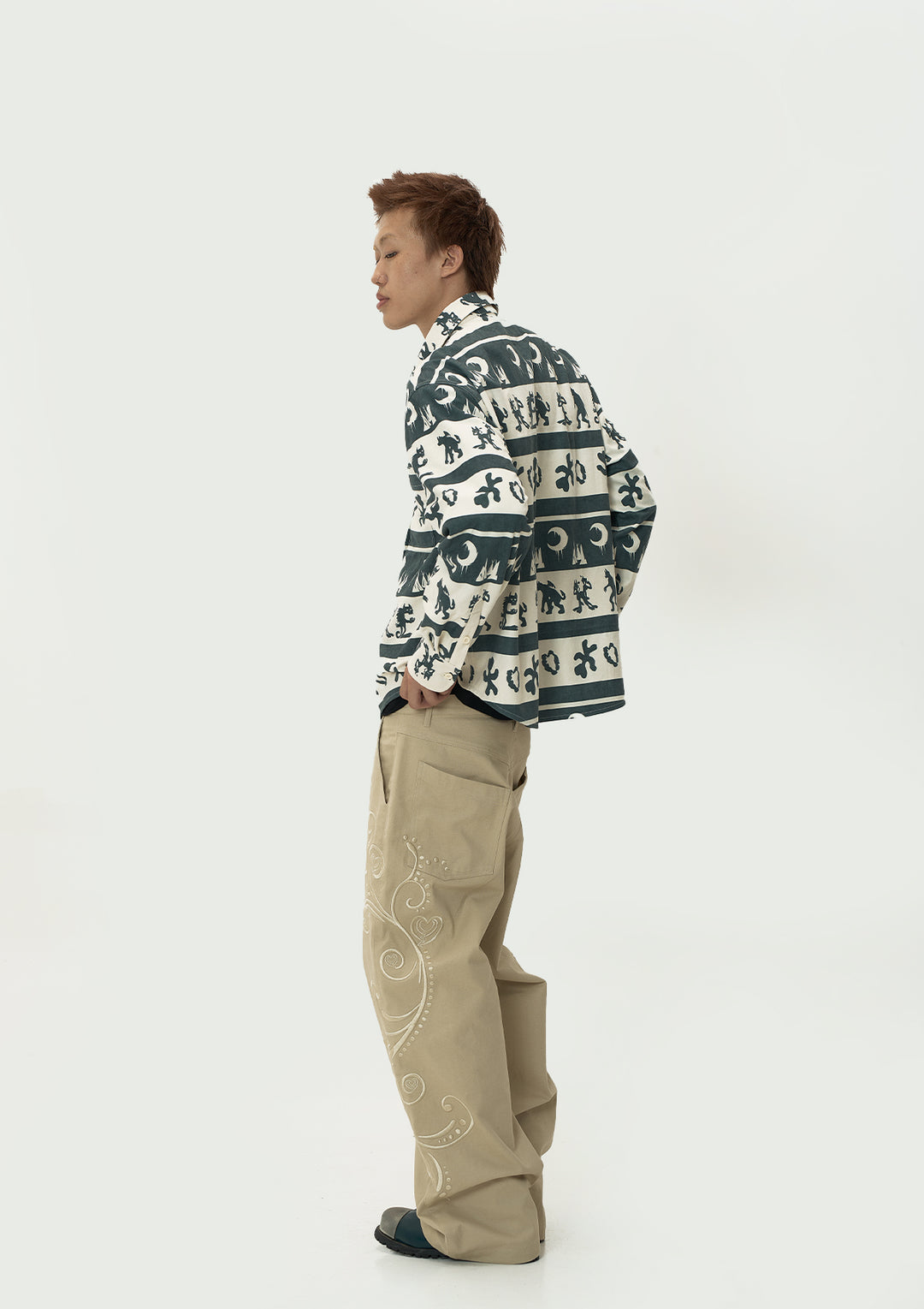 EVILKNIGHT(EK) Ethnic Print Striped Long Sleeve Shirt | Face 3 Face