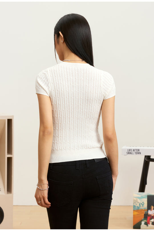 Small Town Kid Twist Knit Slim Fit Short Sleeve Tee | Face 3 Face