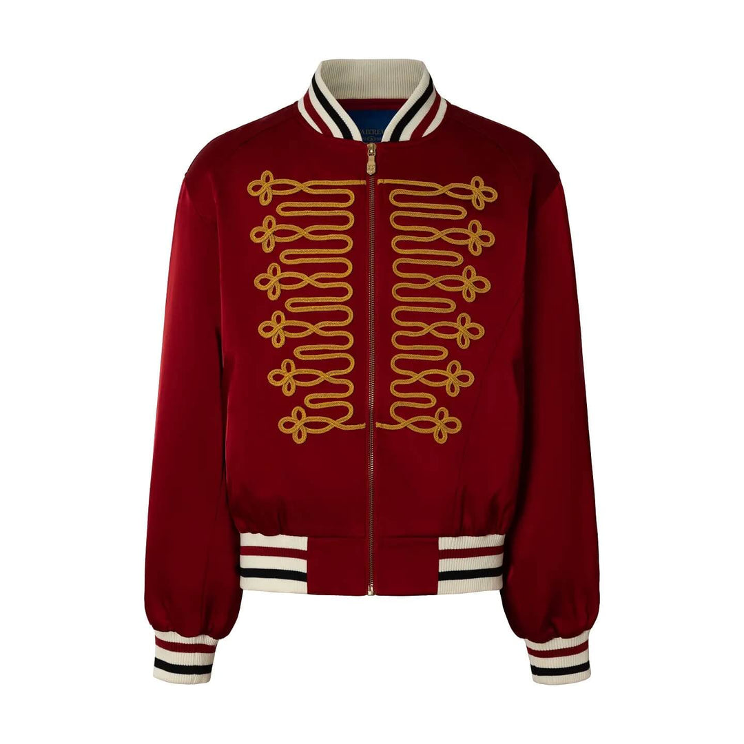 YADcrew Napoleon Braid Embroidered Shiny Bomber Jacket | Face 3 Face