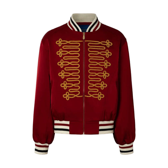 YADcrew Napoleon Braid Embroidered Shiny Bomber Jacket | Face 3 Face