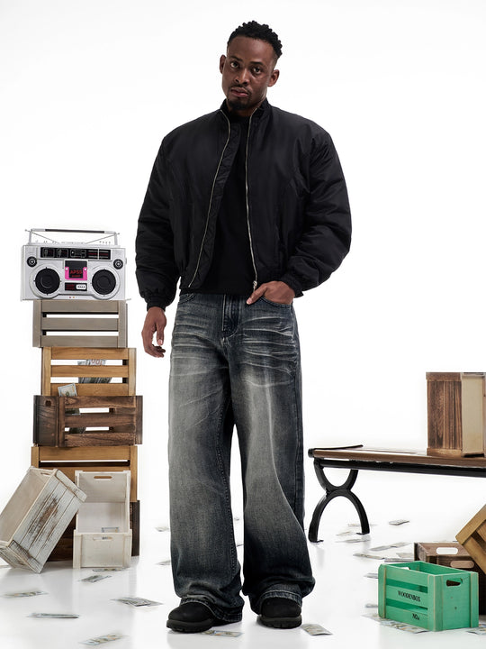 F3F Select Dark Navy Washed Baggy Jeans | Face 3 Face