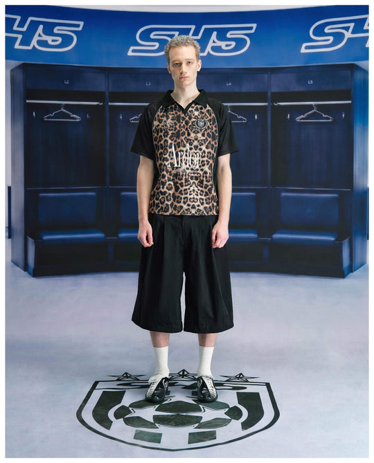 S45 Leopard Color Block Short Sleeve Polo Soccer Jersey | Face 3 Face