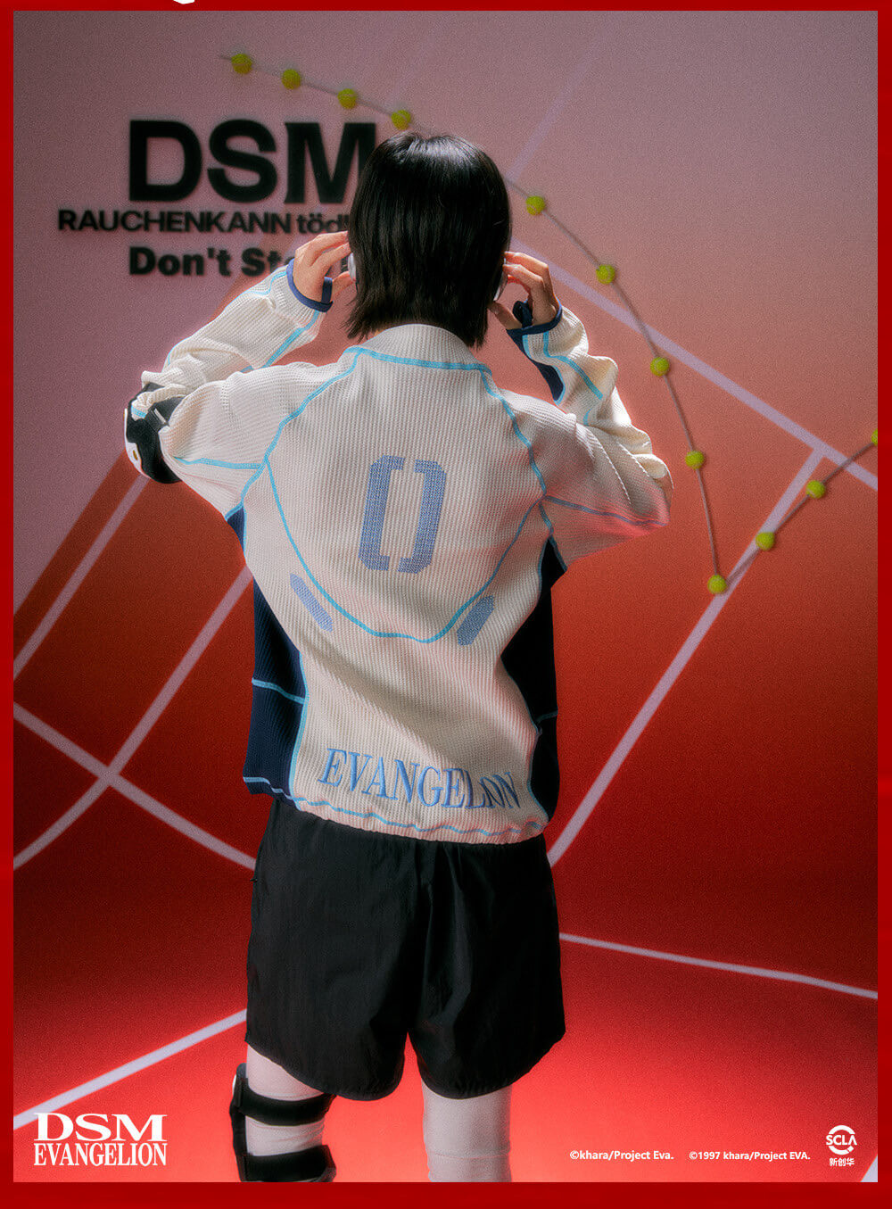 DSM x EVA Contrast Stitch Half Zip Waffle Long Sleeve Tee | Face 3 Face