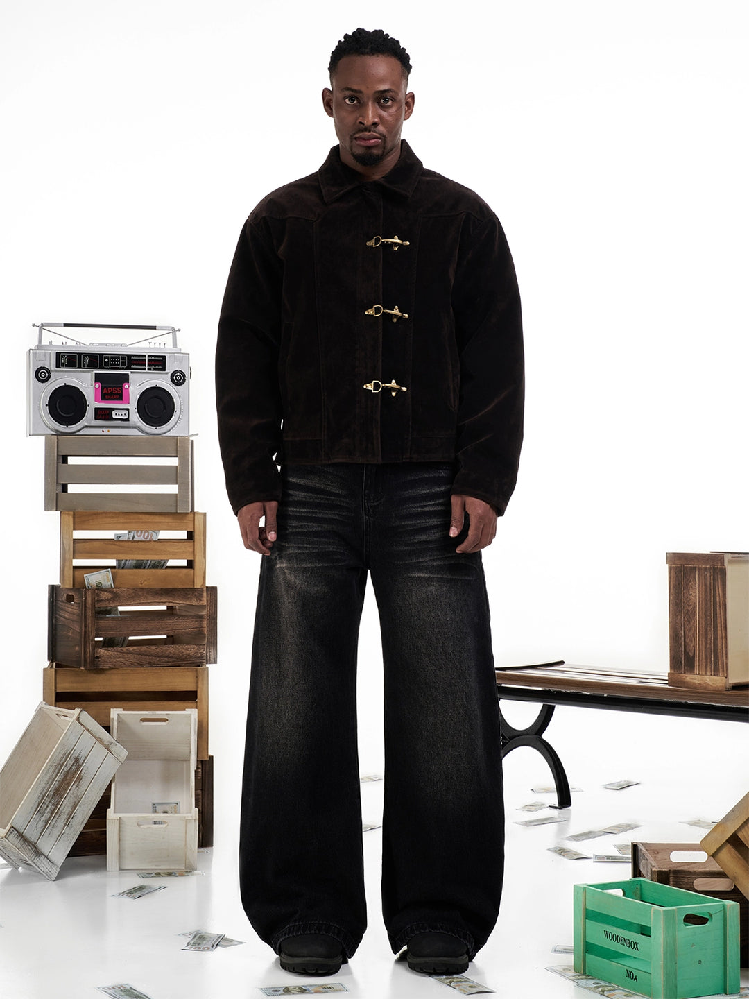 F3F Select Washed Cat Whisker Black Baggy Jeans | Face 3 Face