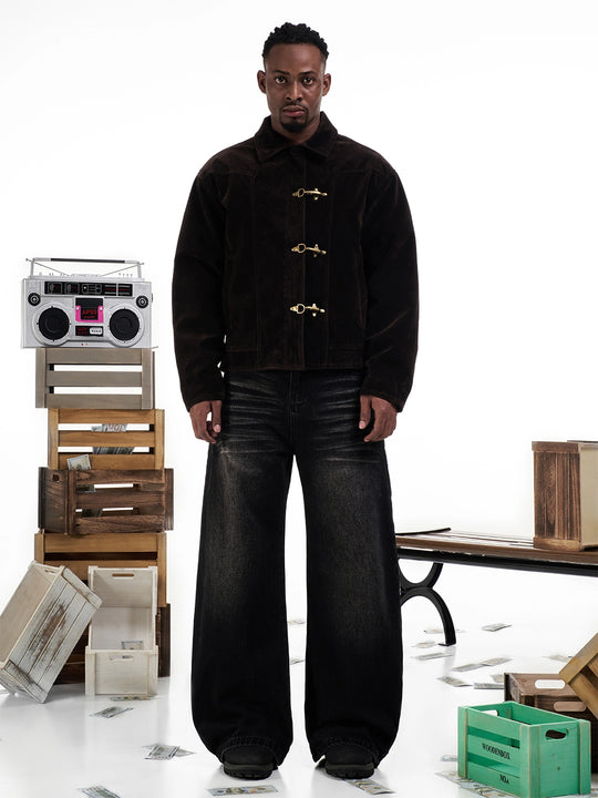 F3F Select Washed Cat Whisker Black Baggy Jeans | Face 3 Face