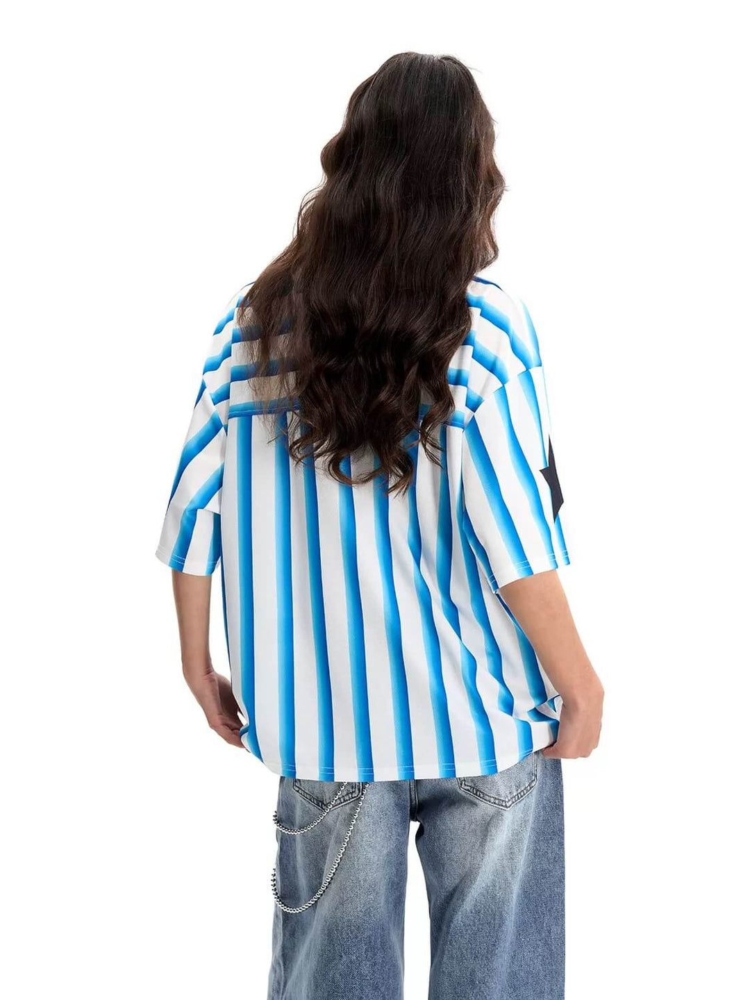 F3F Select Striped Mesh Star Print V Neck Short Sleeve Soccer Jersey | Face 3 Face