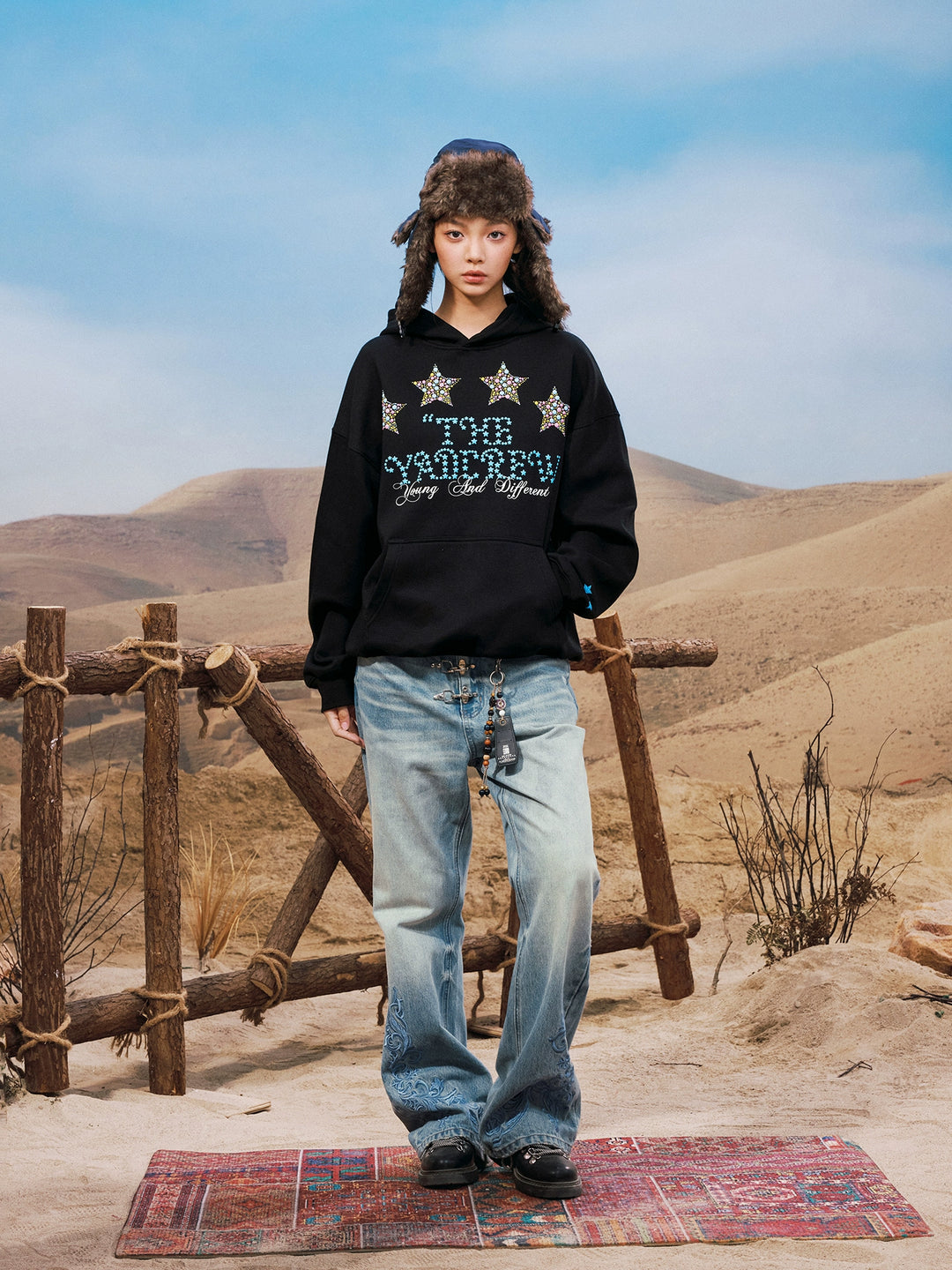 YADcrew Colorful Hot Bead Star Hoodie | Face 3 Face