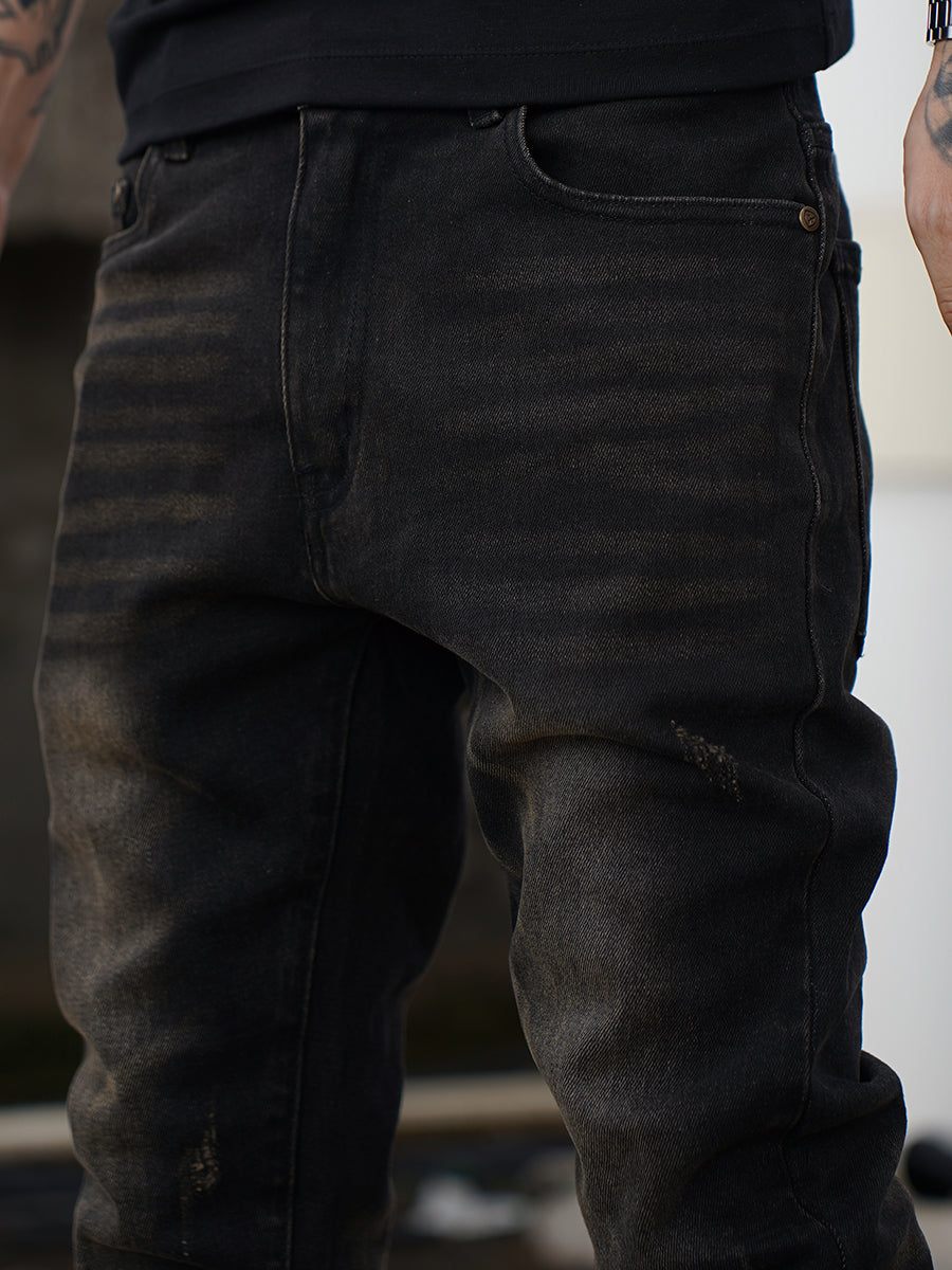 TGFCLUB Hem Zipper Washed Slim Fit Jeans | Face 3 Face