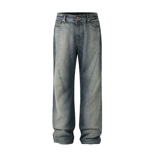 NOVACAM Heavy Washed Gradient Mud Dyed Stitched Flared Jeans | Face 3 Face