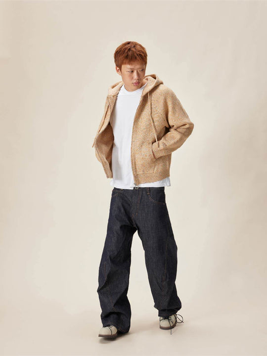 EVILKNIGHT(EK) Speckled Knit Zip Up Hoodie