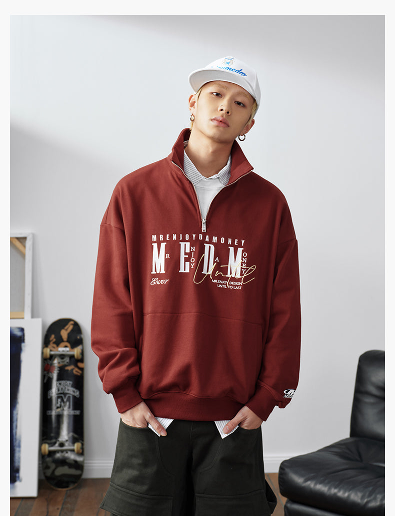 MEDM Half-Zip Logo Embroidered Sweatshirt | Face 3 Face