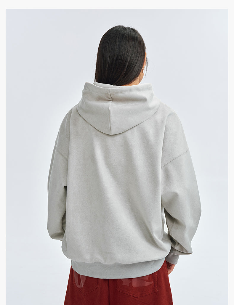 MEDM Basic Letter Logo Suede Hoodie | Face 3 Face