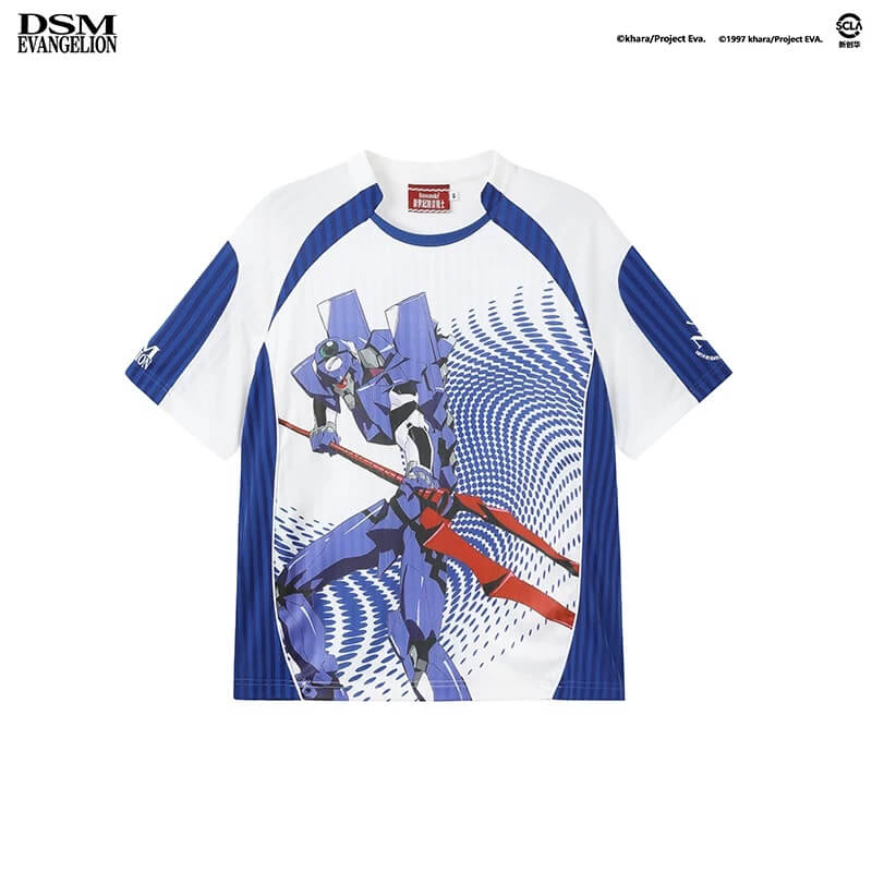 DSM x EVA Unit Graphic Print Striped Short Sleeve Soccer Jersey