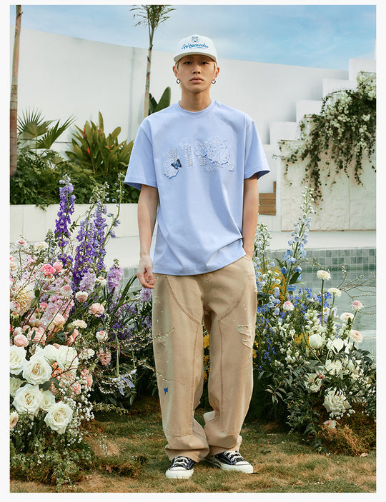 MEDM Lace Floral Rose Pearl Print Tee | Face 3 Face