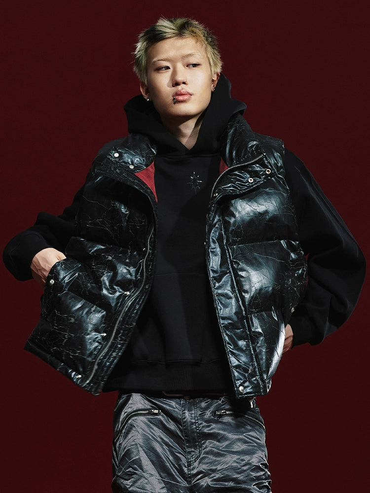 Remedy Cracked Design Puffer Vest | Face 3 Face