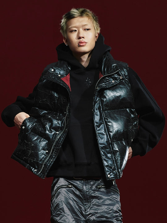 Remedy Cracked Design Puffer Vest | Face 3 Face