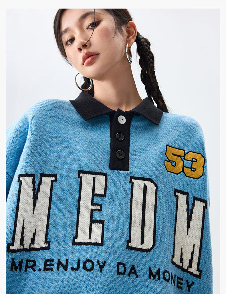 MEDM Patchwork Striped Elbow Knit Sweater | Face 3 Face
