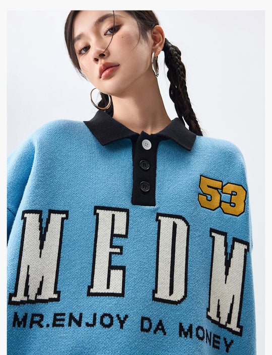 MEDM Patchwork Striped Elbow Knit Sweater | Face 3 Face